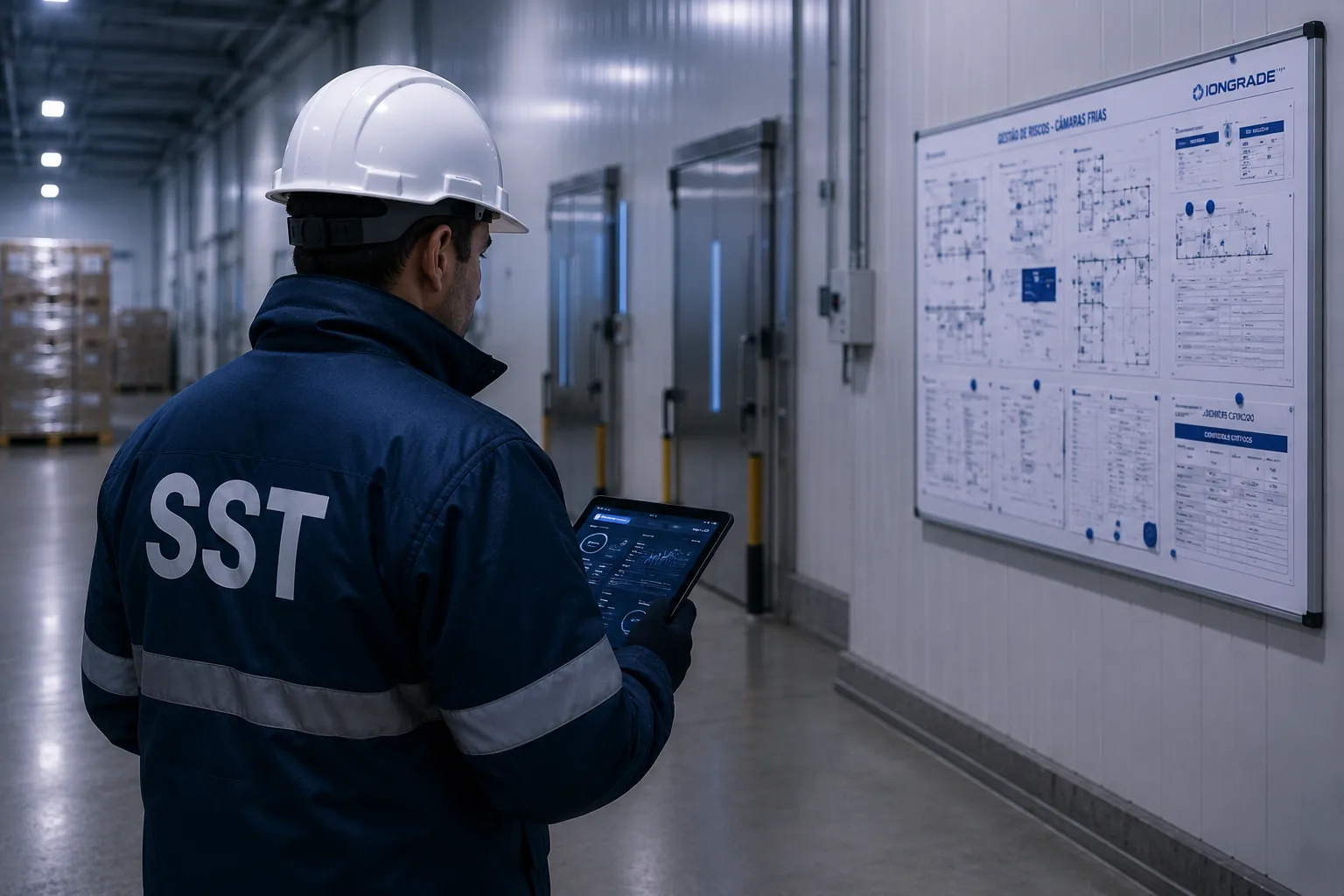 Técnico de SST em inspeção de câmara fria